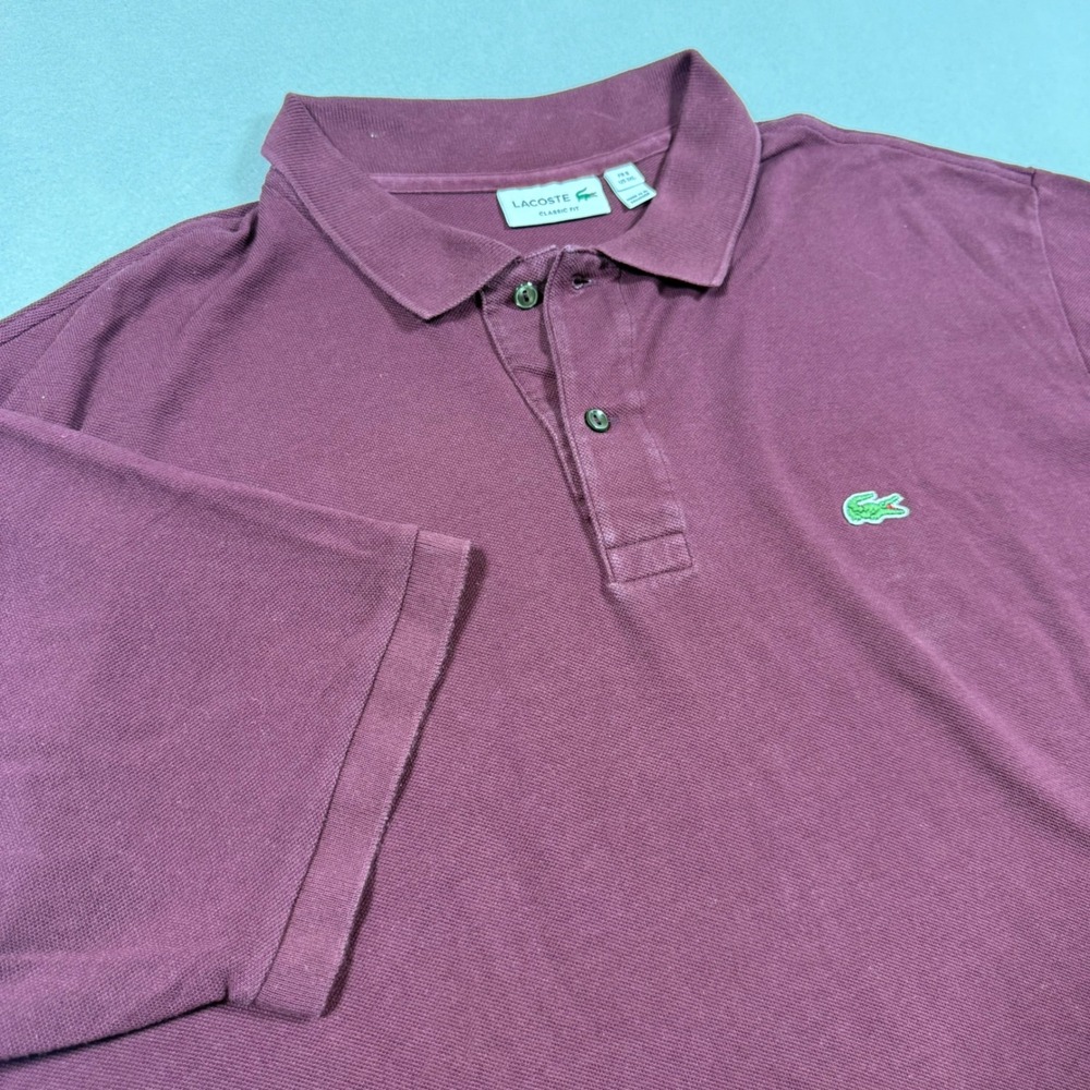 Lacoste Classic Fit Polo Shirt Burgundy Maroon Cotton Pique Mens 3XL